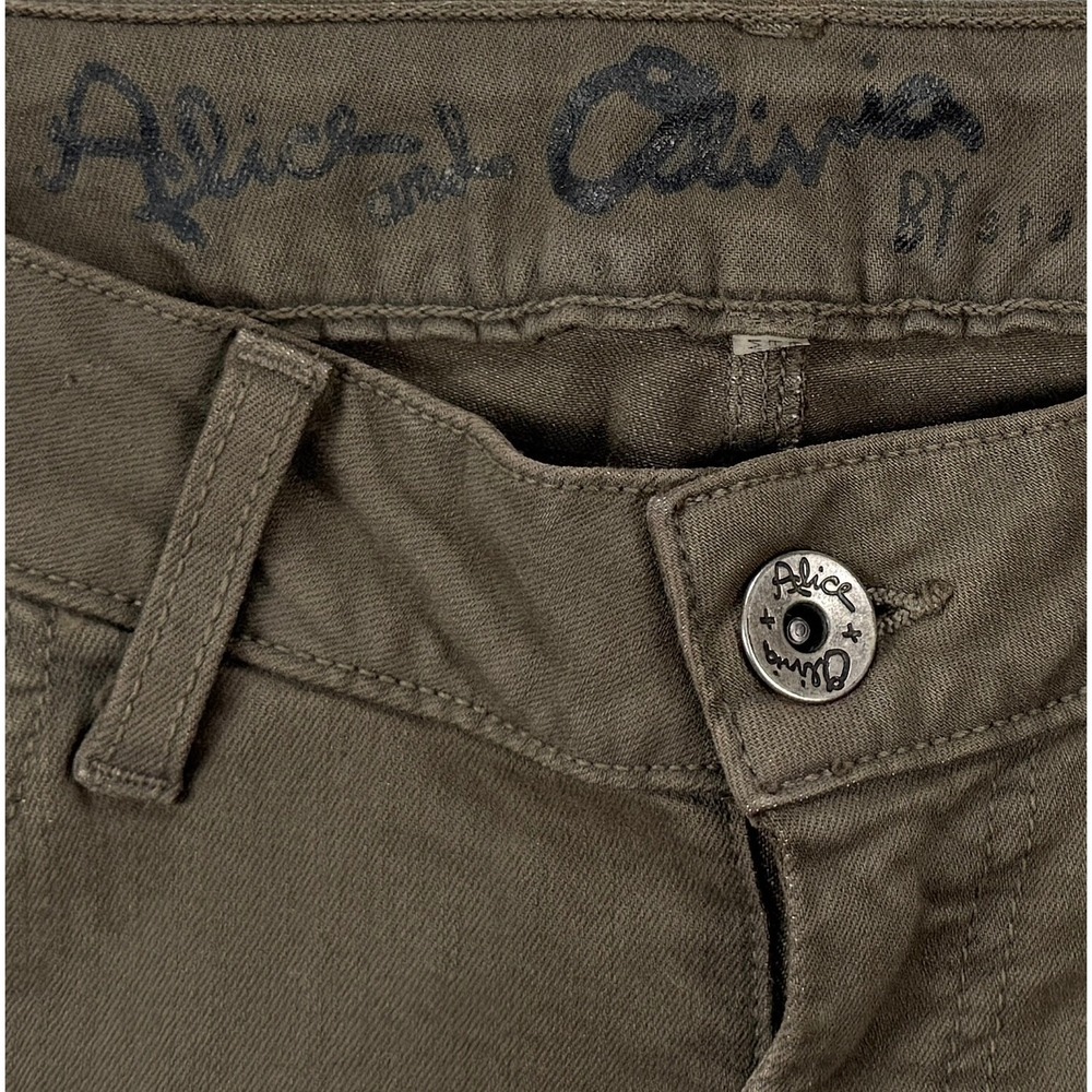Alice + Olivia Stacey Bendet Cargo Pants Womens 26 Olive Green Skinny Zip #1916 - Picture 5 of 11